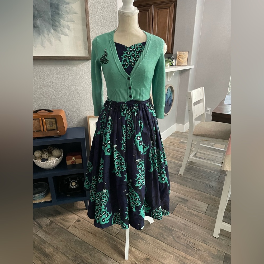 ModCloth green, blue and black peacock dress size 4 - never worn